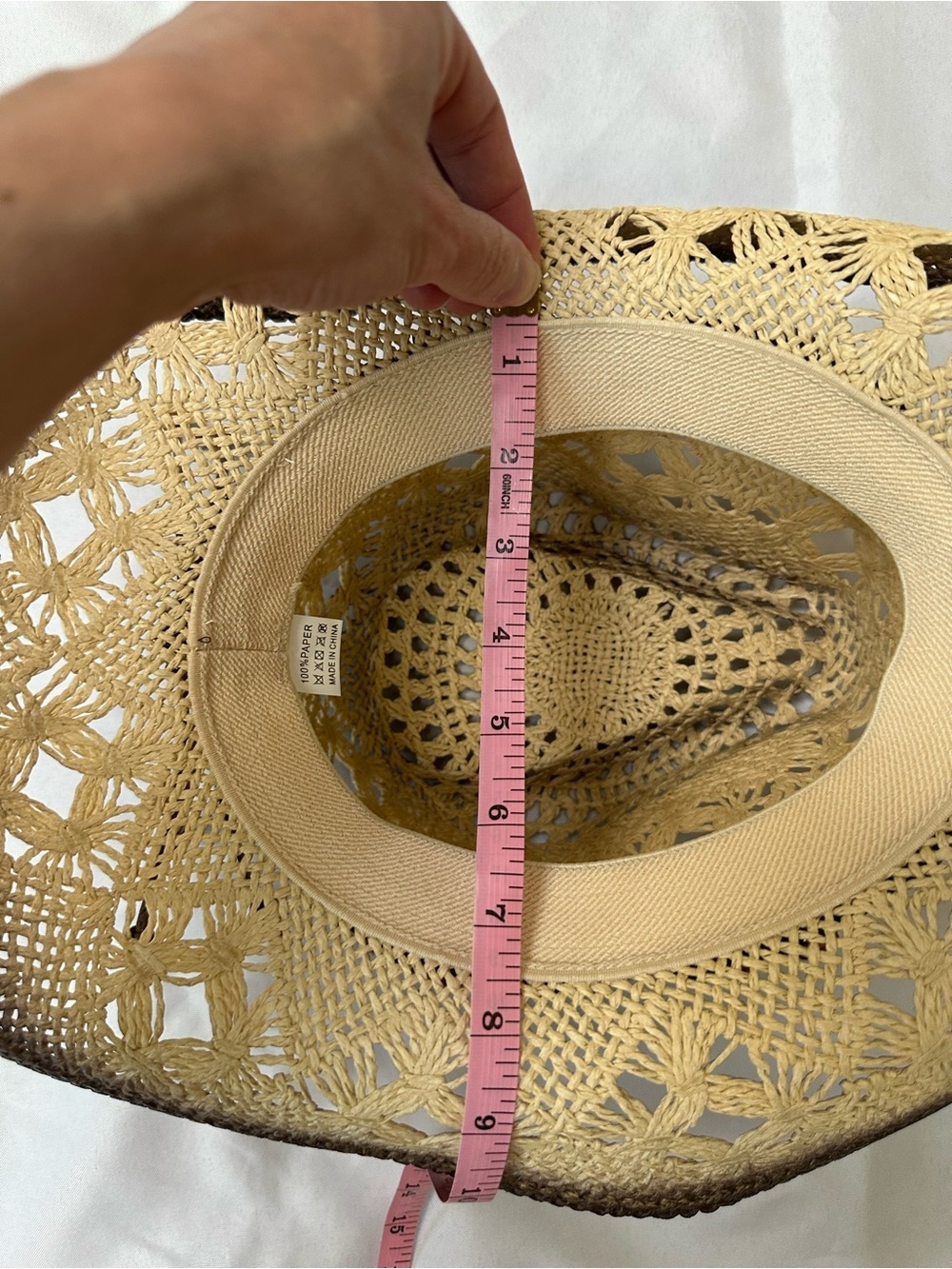 Woven Straw Western Cowboy Hat with Beaded Leather Band - Brown Ombre - Picture 12 of 12